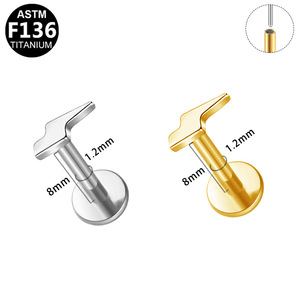 Boucles d'oreilles clous en titane F136, motif cœur, étoile, croix, en alliage de titane, bijoux minimalistes pour piercing, cadeau - Product Image 5