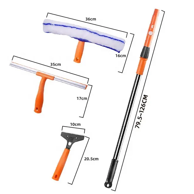 가정용 호텔 청소 세트 텔레스코픽 막대 유리 청소기 고무 스퀴지 와이퍼 홈 스테인레스 스틸 창 샤워 스퀴지