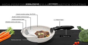 Không dính trắng Granite chậu và chảo thiết lập cảm ứng nhà bếp Cookware Set Non Stick nấu ăn thiết lập với có thể tháo rời xử lý - Product Image 6