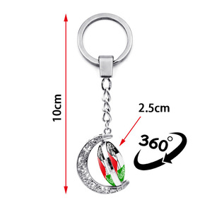 Nhà Sản Xuất Tôi Tình Yêu Palestine Cờ Thiết Kế Keychain Lưỡi Liềm Hình Dạng Mặt Trăng Pha Lê Glass Dome Cabochon Hỗ Trợ Palestine Móc Chìa Khóa - Product Image 3