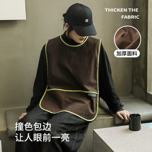 Color Blocked Apron Vest Thickened Fabric For Work Uniforms Drink Food Use - Product Image 1