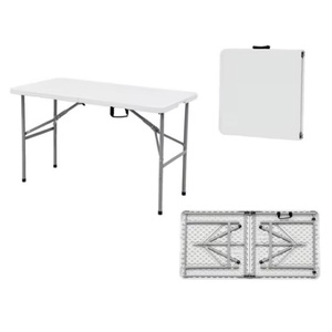 <span class=keywords><strong>Tavolo</strong></span> Pieghevole Portatile Bianco da <span class=keywords><strong>Esterno</strong></span> 4ft 122cm in <span class=keywords><strong>Plastica</strong></span>, <span class=keywords><strong>Tavolo</strong></span> da Campeggio Portatile con Standard EN581 - Product Image 2