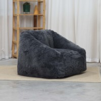 Fauteuil pouf en fausse fourrure de luxe avec housse amovible et rembourrage en mousse déchiquetée, une place