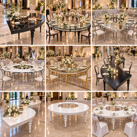 Table de banquet de mariage ronde en serpentine, table à manger dorée à centre ouvert pour réception, hôtel, fête, événement