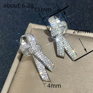 Orecchini Pendenti a Fiocco per Donne, Scintillanti Orecchini a Forma di Papillon, Gioielli di Moda per Uso Quotidiano e Feste - Product Image 4