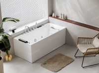Baignoire autoportante moderne en acrylique pour intérieur avec hydromassage, remous et cascade pour salle de bain