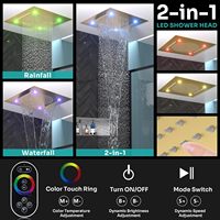 Système de douche carré de luxe Homedec avec jets corporels, 2 fonctions, LED, pluie/cascade, double pommeaux de 6 pouces et douchette à main