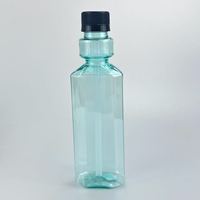 Bouteilles en plastique vert transparentes carrées de 500 ml, flacons vides pour bain de bouche avec compartiment doseur gradué pour soins bucco-dentaires