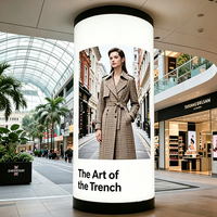 Boîte à lumière en tissu tendu cylindrique personnalisée 360 °   Cadre textile mural en aluminium pour affichage publicitaire LED pour centre commercial