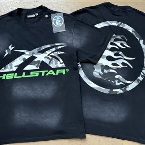 Camiseta de manga corta HELL American STAR de moda para hombre y mujer, corte holgado, efecto lavado con letras envejecidas - Product Image 3