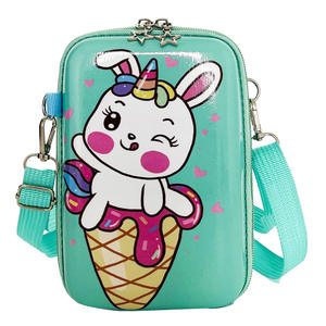 Sac à bandoulière pour fille de style dessin animé créatif, sac messager léger pour enfants, grande capacité, fermeture éclair, étui à crayons en PVC - Product Image 1