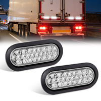 Feu arrière ovale à LED blanc 24 LED de 6,3 pouces avec lentille transparente, feux de position/clignotants/anti-brouillard pour camions, semi-remorques, 12 V, étanche IP67