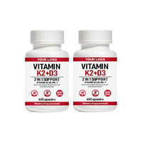 Capsules de Vitamine D3 K2 en Gros, Marque Privée OEM, 2-en-1, Soutien à la Santé des Muscles et des Os pour Femmes