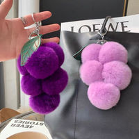 Porte-clés en peluche créatif, mignon, doux et écologique en forme de raisin, pour décoration de voiture et de sac