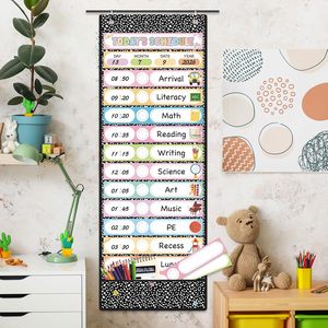 Daily Schedule Pocket Chart 31 Reusable Cards 14 Pockets Time Management Classroom <b>Decor</b> Back To School Plastic Board - Product Image 6