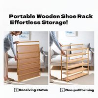 Rak Sepatu Lipat Modern dari Bambu, Ramah Lingkungan, Portabel, Hemat Ruang, Perabot Ruang Tamu untuk Pintu Masuk dan Ruang Tamu