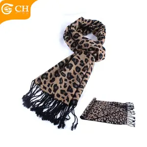 Scarf For Women Custom High Quality Classical Winter Scarves For Women Leopard Strip Tassel Viscose Heat Shawl Scarf