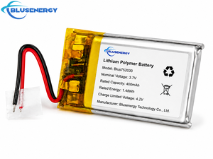 BLUSENERGY Blus752030 แบตเตอรี่ลิเธียมโพลิเมอร์ 3.7V 400mAh 1.48Wh แบตเตอรี่ลิเธียมโพลิเมอร์แบบชาร์จไฟได้ - Product Image 2