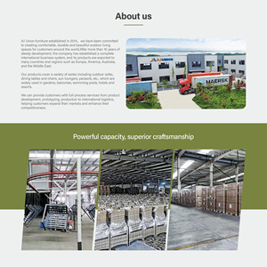 Ensemble de jardin en acier durable AJUNION, résistant aux intempéries, avec dossier en rotin plastique tressé et accoudoirs en bois plastique, pour 4 personnes - Product Image 2