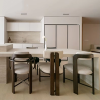 Chaise de salle à manger en bois massif avec dossier simple et revêtement en tissu, idéale pour la cuisine – Vente directe usine