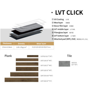 Revêtement de sol en vinyle LVT auto-adhésif à pose flottante Click Lock, dalles de vinyle décoratives pour intérieur - Product Image 4