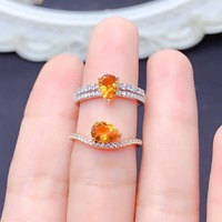 Quick Customization Fashion Women's 925 Sterling Silver Wedding Ring Natural Citrine Engagement Gift Low MOQ