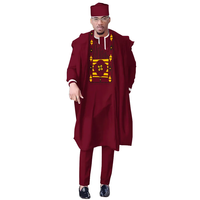Boubou Traditionnel, Ensemble 3 Pièces Pantalon, Vêtements de Fête de Mariage, Tenues Africaines Bazin Riche, Ankara Dashiki Hommes Agbada