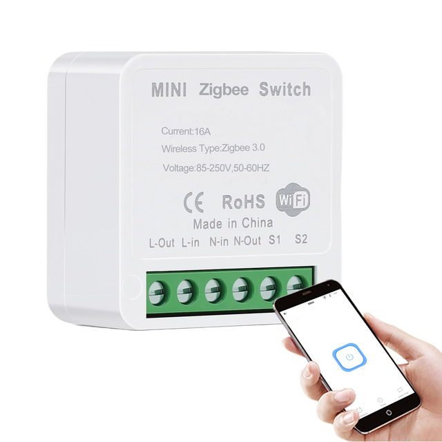 Tuya Mini Zigbee 3.0 Smart Switch 16A WiFi Network Voice Remote Control Timing Dual Control Switch