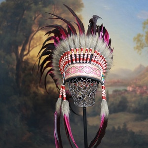 Coiffes à plumes pour enfants, vente directe usine, pour spectacles, accessoires capillaires teints style cocktail, tribal et sauvage - Product Image 6