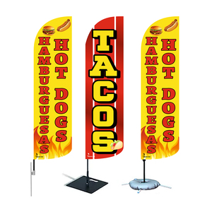 Wholesale Premium Quality 130G Knitting Feather Flag Factory Direct Hot Dog Burger Tarts Can Flags Promotional Flags Banners