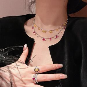 Xiao Fulu S925 Pure Silver Pendant New Chinese Style High Ice White Jade Marrow Necklace with Transparent <b>Glass</b> Collarbone <b>Chain</b> - Product Image 2