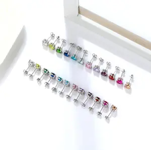 2022 gioielli di moda orecchini in argento Sterling 925 orecchini in Zirconia AAA orecchini a bottone con diamante rotondo multicolore per donna