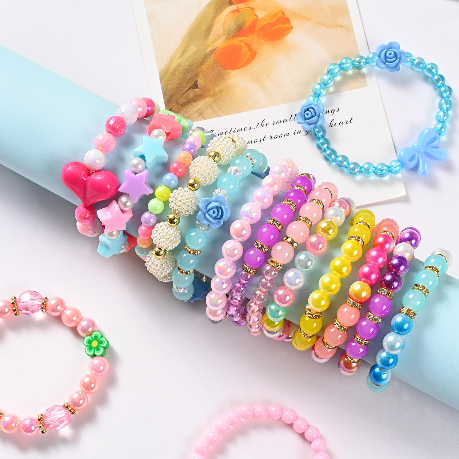 Princess Bling Children Small Girl Bracelet,Child's Charm Stretchable  Elastic Bracelet,Gifts for Girls