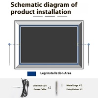 Panneau publicitaire LED étanche avec cadre en aluminium noir, boîtes lumineuses pour cartes de table, barres lumineuses publicitaires pour restaurants et salons de thé