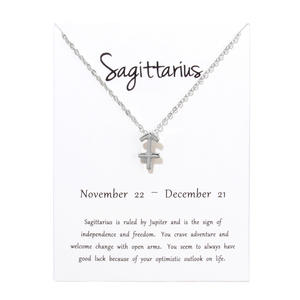 Collana con Ciondolo Zodiacale Unisex alla Moda, Placcata Oro e Argento con Diamanti, Gioiello Astrologico per Donna - Product Image 6