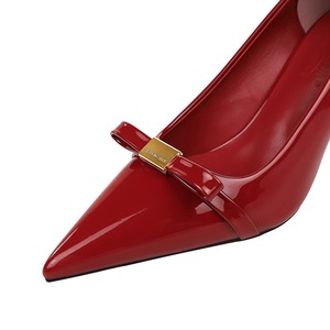9998-1 Scarpe con Tacco Alto Stile Francese, Versatili, con Fiocco, Punta Affusolata, Eleganti e Lucide - Product Image 4