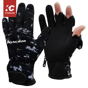 Gants de pêche en néoprène en gros écran tactile étanche 3 doigts coupés gants de pêche d'hiver par temps froid