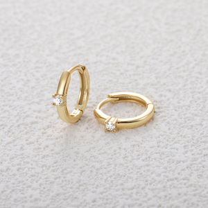 Boucles d'oreilles CANNER 2023 S925 en argent sterling avec un seul diamant moissanite, lisses, pour femmes, pour mariage ou soirée, plaquées or 18 carats - Product Image 4