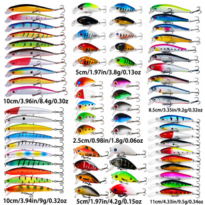 Set di 68 Esche da Pesca Assortite, Combo di Minnow e Crankbait, Esche Artificiali Dure per Bass, Trota e Acqua Salata, Direttamente dalla Fabbrica - Product Image 1