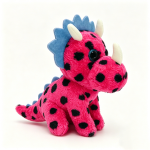 Peluche de Triceratops Rosa Personalizado - Dinosaurio de Peluche Suave y Esponjoso con Orejas Azules - Product Image 1