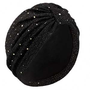 Nouveau Style paillettes accessoires Turban noué torsion foulard Polyester soins des cheveux femmes luxe bandeau - Product Image 6