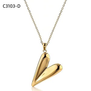 Collar con Colgante de Corazón Amy Amy, Acero Inoxidable, Chapado en Rodio, Joyería Minimalista para Mujer, Regalo para Uso Diario, Cadena de Serpiente C3103 - Product Image 2