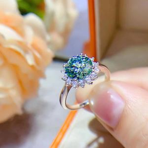 1ct 2ct Vvs Gra сертифицированное 925 Ожерелье из стерлингового серебра серьги кольцо зеленый Муассанит комплект ювелирных изделий для женщин - Product Image 5
