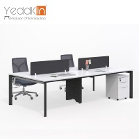 Système de bureau moderne en métal à plan ouvert, structure de bureau modulaire pour 4 personnes, espace de travail collaboratif