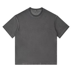 เสื้อยืดผู้ชายสไตล์วินเทจ ทรงโอเวอร์ไซส์ ผ้าคอตตอน 100% หนานุ่ม พิมพ์โลโก้ตามสั่ง ไล่เฉดสีทูโทน ดีไซน์ทำเก่า - Product Image 5