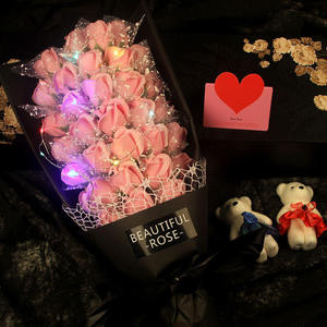 Valentine's Day birthday <b>Gift</b> colorful light soap flower 33 rose bouquet Soap flower <b>gift</b> <b>Box</b> simulation rose creativity - Product Image 3