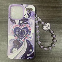 Coque de téléphone PC Cœur Diamant avec chaîne pour iPhone 18 17 16 15 14 13 12 11 et Samsung A27 A57 A55 A17 A16 A15 – Housse arrière tendance pour filles