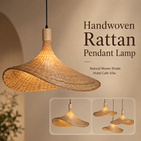 Lampe suspendue en bambou, faite à la main, en rotin vintage, LED, pour hôtel, restaurant, intérieur