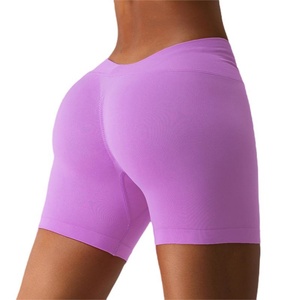 Customized V Waist Peach <b>Shaped</b> Butt Lifting Seamless Breathable Quick Dry Yoga <b>Leggings</b> Crossover Waist Sports Shorts - Product Image 3