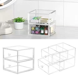 Stackable 2-Tier rõ ràng <span class=keywords><strong>Cube</strong></span> <span class=keywords><strong>Acrylic</strong></span> Vanity/mỹ phẩm Organizer với tiện dụng ngăn kéo cho kính mát lưu trữ hiển thị giá - Product Image 4